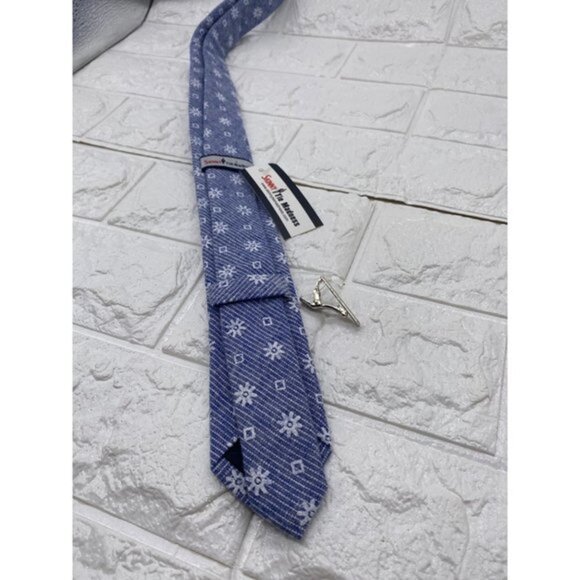 Skinny Tie Madness - Men’s Floral Tie Blue White SKM2102 - Picture 5 of 7